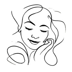 Elegant Woman Silhouette – Female Figure in Profile on White Background

