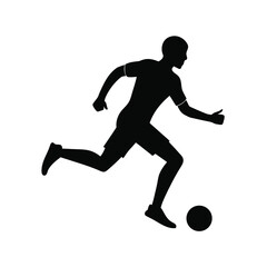 Dynamic sports illustration of a soccer player sprinting with the ball in action