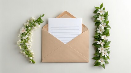 National Mother's Day 2025 A decorative envelope with a letter and floral accents on either side.