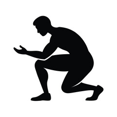 Dynamic athlete crouched ready for a sports pass in bold graphic banner design