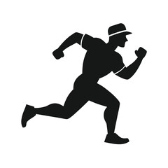 Dynamic baseball player in motion running towards a base with arms pumping energetically