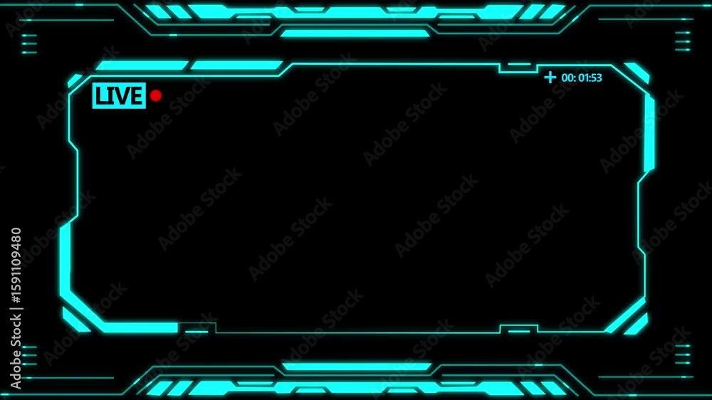 Poster abstract technology hud frame background. with live frame computer interface hud motion texture. fut