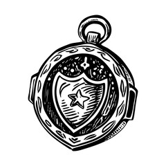 A glyph style illustration depicting police badge
