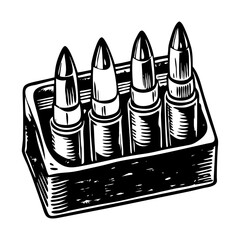 A vintage style illustration showing bullet holder