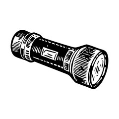 A vintage style illustration showing flashlight