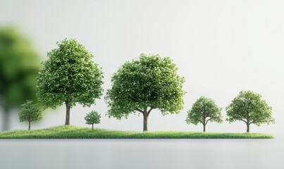 Cutout of environmental tree growth shapes rendered in 3D, ideal for backgrounds or design elements related to nature and sustainability, Generative AI