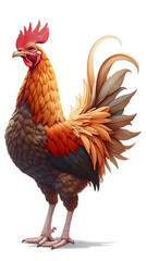 Side view of a phoenix chicken isolated on white