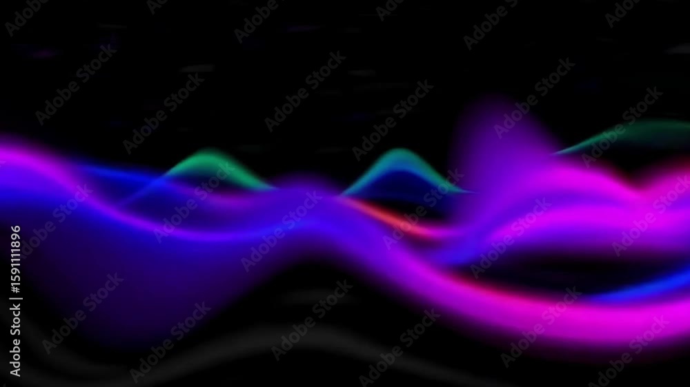 Poster abstract colorful waves flowing across a black background. the colors are vibrant and dynamic, creat