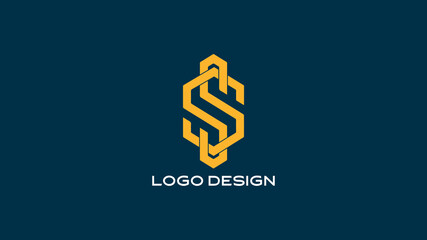 Modern SS monogram logo in stylized dollar-sign shape with golden color, perfect for finance, investment firms, or financial tech branding