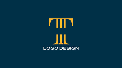 Obraz premium Modern letter T logo design with bold gold lines on dark background, ideal for branding, tech identity, or personal monogram use