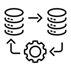 A linear style icon representing database migration