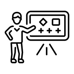 A line style icon showing presentation