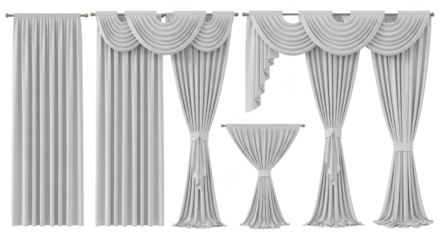 Elegant Light Grey Curtains Drapes Set