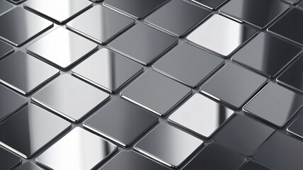 Sleek Reflective Metallic Square Tile Pattern