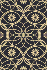 Gold geometric floral pattern art deco