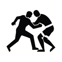 Dynamic hockey player body checking opponent against the board sports illustration