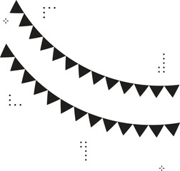 Festive flag garlands triangle buntings isolated on white background for carnival birthday circus aesthetics packaging design greeting cards