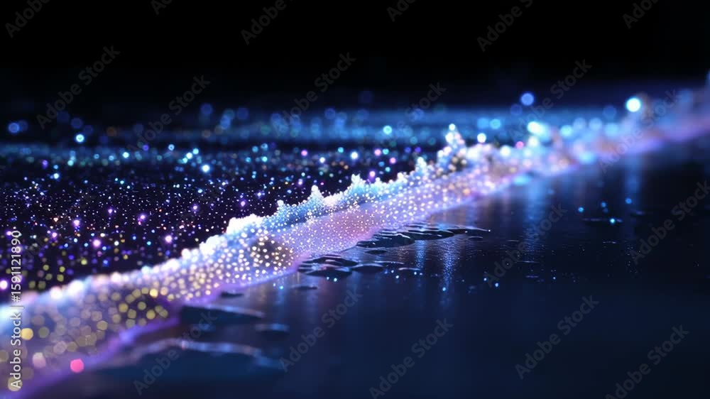 Aufkleber Nanomaterial particles form mesmerizing abstract waves with shimmering light reflections on smooth surfaces.