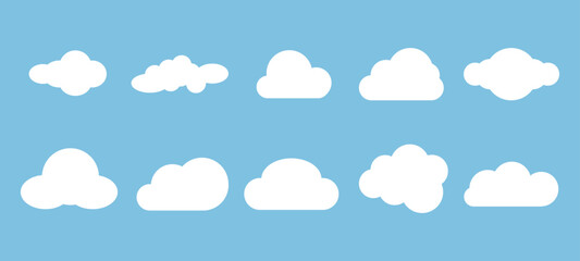 Cloud Vector Set – Collection of Flat, and Stylized Cloud Icons for Weather, UI, or Cloud Computing Design