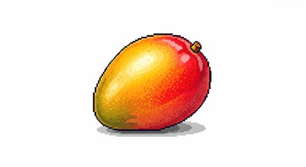 Pixelated Mango: A Retro-Inspired Digital Fruit Still Life on White