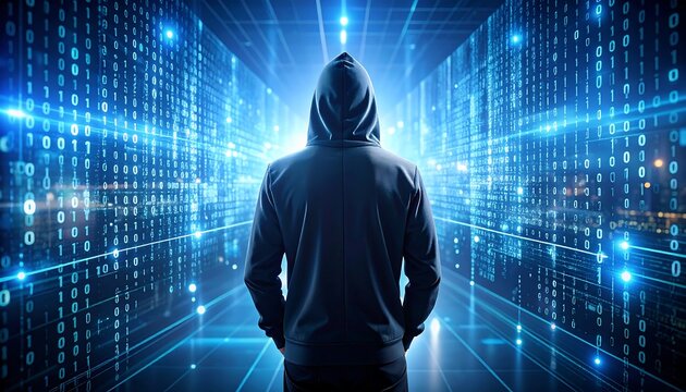 Hacker in Digital Matrix.