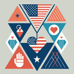 Fototapeta premium USA independence day, a patriotic symbol with the American flag's red, white, and blue stars