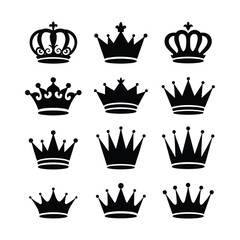 Royal Crown Silhouette Collection Vector Illustration