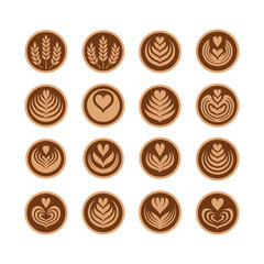 Coffee Latte Art Icon Brown Color Flat Design Vector Illustration
