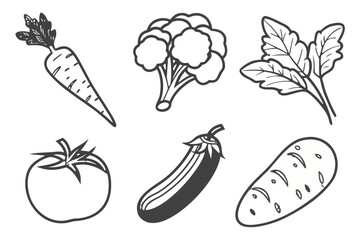 Handdrawn icons of various fresh vegetables