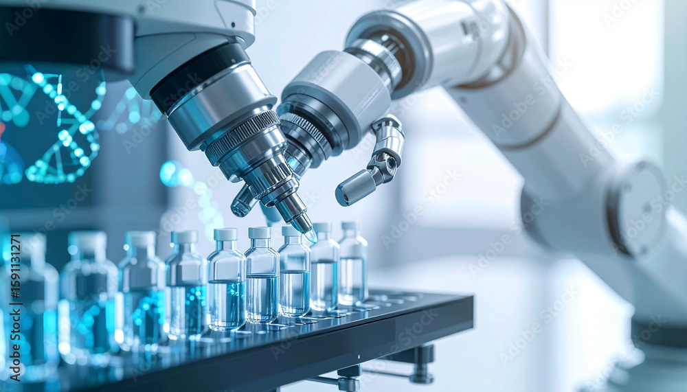 Poster robotic precision in science: a state-of-the-art robotic arm delicately handles vials in a science l