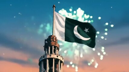 Pakistan independence day video clip,Pakistan Independence Day Video Clip ,Patriotic Celebration with Flag, Fireworks, and National Pride