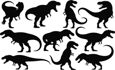 Obraz premium Dinosaur Vector Bundle Silhouette Black Design Vector Illustration