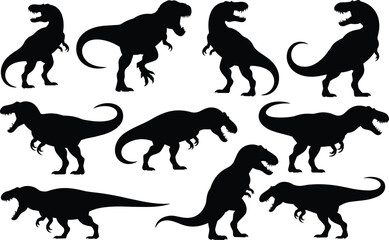 Dinosaur Profile Icon Collection for Kids and Prints Vector Illustration