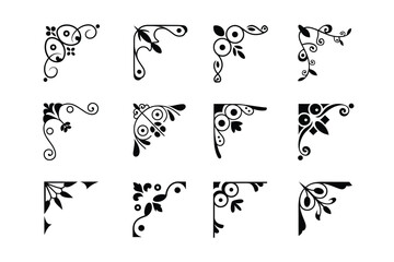 Obraz premium Elegant Corner Frame Vector Flourish Set Vector Illustration