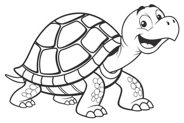 A happy cartoon turtle walking forward