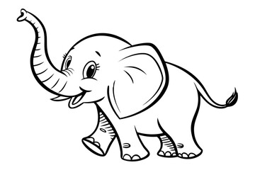 Fototapeta premium Cute baby elephant walking, isolated on white background