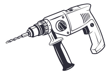 A power drill tool isolated on a plain white background