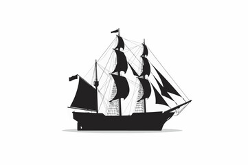 Ship Silhouette, Black Ship Art, Nautical Wall Art, Minimalist Ship, Bold Silhouette, Clean Line Art, Modern Nautical Decor, Ocean Vessel Print, Maritime Poster, Sailboat Silhouette, Simple Ship Drawi
