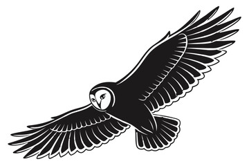 Fototapeta premium A black silhouette of an owl in flight