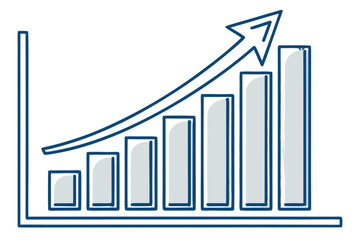 Bar chart showing upward growth trend with arrow