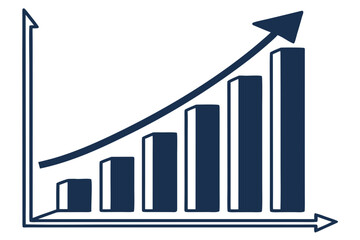 Bar chart showing upward growth trend with arrow