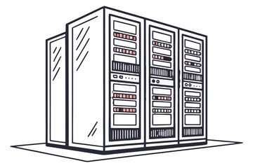 A row of server racks in a data center