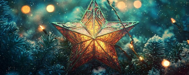 Enchanting Christmas star creates a magical panoramic view.