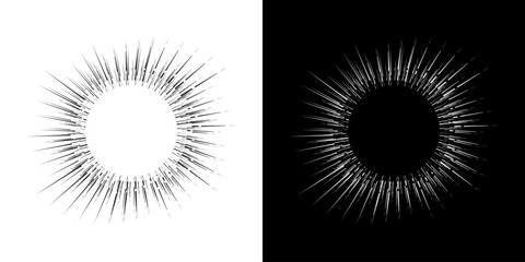 Dynamic abstract spiral sound wave rhythm lines. Circular spiral sound wave rhythm of lines. Circular futuristic abstract lines, black and white background.