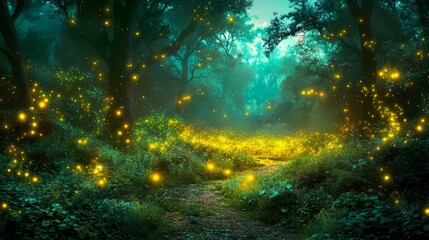 Enchanting atmosphere in a magical woodland.