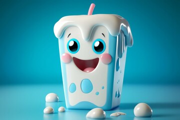 This playful milk character is designed to make you smile.