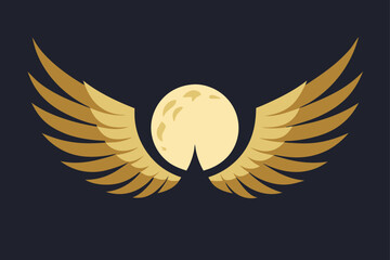 Obraz premium Crane Wing Shapes Made of Gold Leaf Patterns Orbiting a Sun