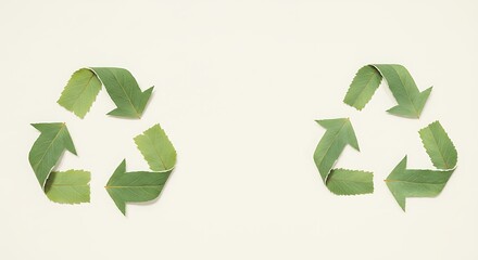 Obraz premium Green leaf recycle symbols