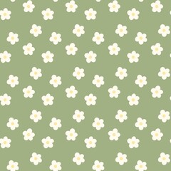Vintage Style Ditsy Flower Pattern in Soft Green and White