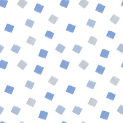 Minimalist Seamless Pattern with Blue Grunge Textured Diamond Shapes